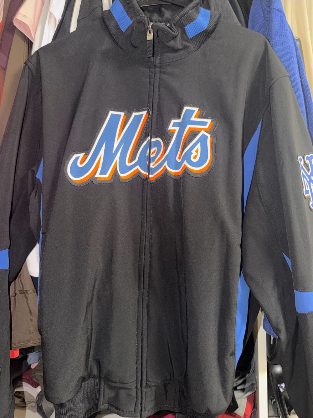 Majestic Black Performance Apparel Jacket with Blue & Red Label